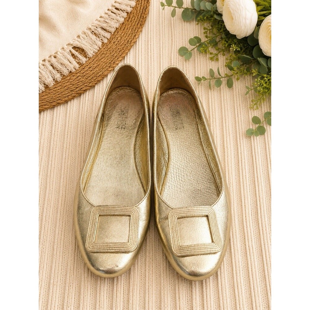Kenneth Cole Reaction womens shoes slip on Ballet flats Metallic Gold 6.5